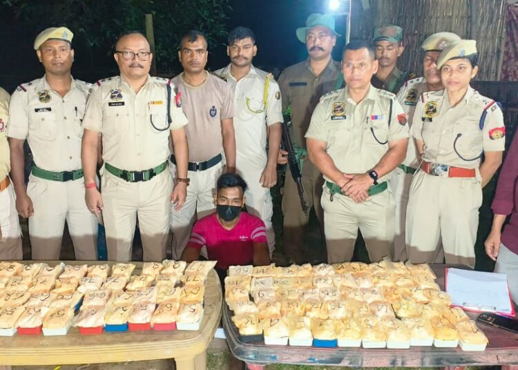 Police operation in Karbi Anglong : i20 vehicle with heroin worth seven crore rupees seized, supplier arrested.